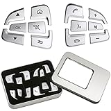Vkinman 12Pcs Car Steering Wheel Button Sticker Trim Replacement for Mercedes Benz C V GLC Class W205 X205, Silver