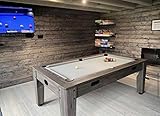 7ft Driftwood Dining & 3 in 1 Pool Snooker Table Tennis Air Hockey Games Table With All Accessories, Great for Kids and Adults