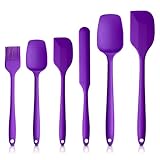 6 Pcs Silicone Spatula Set, High Heat-Resistant Premium BPA-Free One Piece Seamless Design, Non Stick Rubber Silicone Utensils for Baking Cooking and Mixing Safe BPA Free(Purple)