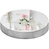 Suwimut Set of 12 Round Mirror Trays, 10 Inch / 25cm Circle Mirror Candle Plates Glass Mirror Tiles for Table Centerpieces, Crafts, Wedding, Party, Christmas Decorations