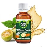 Pure Via Monk Fruit Infusion 30ml Bottle – Plant-Based Sweetness from Real Fruit, Naturally Contains Fruit Sugars, Great Taste, Vegan, Gluten Free, Nothing Artificial