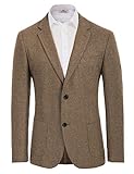 PJ PAUL JONES Men's Herringbone Tweed Blazer 1920s Vintage British Blazer with Pockets for Business Wedding, brown, Size: XXL