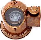 Brass Binnacle Table Lamp with Magnetic Gimbal Compass Desk Handmade Compass Antique Oil Lamp for Living Room ,Bedroom , Kitchen Nautical Home Decor