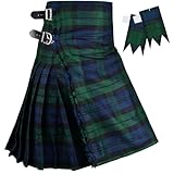 H HIGHLAND REDSTONE Kilt for Men - Traditional Scottish Tartan, 5 Yards, 16oz Premium Acrylic Wool Kilts (UK, Numeric, 30, 32, Regular, Regular, Black Watch)