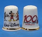 Birchcroft Porcelain China Collectible Thimble - Disney 100th Anniversary - Dome Box