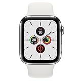 Apple Watch Series 5 (GPS + Cellular, 44 mm) Stainless Steel Case - Sports Strap White