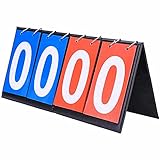ULWSY Score Board, 4 Digits Fold Sports Table Top Flipper for Indoor Outdoor Basketball Football Baseball, Blue and Red