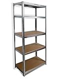 DIVCHI Garage Shelving Unit 5-Tier Storage Shelves Free Standing Boltless Rack For Home | Office | Warehouse | Kitchen | Dining Room | Hallway | Balcony | Bedroom | Living Room (Silver)