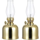 Moddeny Vintage Kerosene Lamp, 7.48 * 3.34 Inch Metal Glass Oil Lamps Indoor Windproof Oil Lamp Lantern Retro Adjustable Desktop Oil Lamp for Bedroom, Study, Restaurant(Color: Golden)