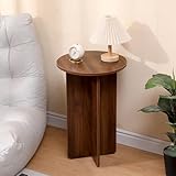 Redd Royal Living Room End Table Coffee Tables Round, Small Wood Side Table Sofa Table Tall Decor Plant Stand Bedroom Bedside Table Nightstand 40CM (Dark Walnut)