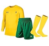 PROSTYLE SPORTS Printed Football Kit Soccer kit Full Sleeve Football Soccer Jersey,Shorts and Socks Set Adult Yellow (as8, alpha, s, regular, regular, Yellow/Green)