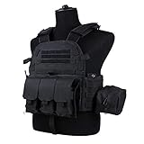 OAREA Black Color 600D Nylon Molle Tactical Vest Body armor Hunting plate Carrier Airsoft 094K M4 Pouch Combat Gear