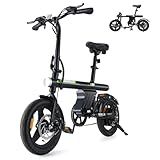 Finbike U1 Electric Bike for Adult/Teens,14" Folding Electric Bicycle with LCD Display,25KM/H & 45KM Range,4H Fast Charge,4 Riding Modes,Rear Shock Absorber,120KG Capacity,Compact Foldable Ebike