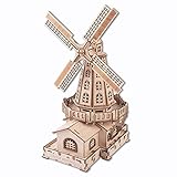 GuDoQi 3D Wooden Model Kits to Build, Wood Dutch Windmill Model, DIY Assembly 3D Wooden Puzzle for Adults, Wood Construction Kit, Make Your Own Creative Gift for Birthday Christmas Father's Day