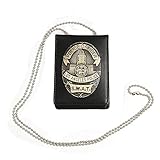 PoonStyling SWAT LAPD Los Angeles Police Badge ID Card Holder Wallet with Chain Cosplay Collection, Black