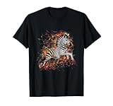 Colorful Paint Splash Jumping Zebra Art Graphic T-Shirt