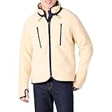 Amazon Essentials Men's Teddy Fleece Full-Zip Mock Neck Jacket with Chest Pockets, Beige, M