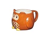 KitchenCraft Painted Ceramic Novelty Owl Mug, 45 ml (16 fl oz) - Brown