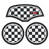 UIHRLM 3PCS Car Coasters Compatible with Mini Cooper F55 F56, Anti-Slip Black Soft Silicone Ornaments Coaster Set, Vehicle Car Cup Insert Holder Storage Box Shockproof Mat Accessories
