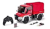 Carson 500907721 1:12 MB Unimog U300 Firew. 2.4G 100% RTR Remote Controlled Vehicle, RC Vehicle, RC Unimog with Functions, 100% Complete Set Red