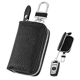 Auto Key Case Cover Protector for Skoda Yeti City 2013-2017, Auto Key Case Cover with Metal Hook and Keyring Zipper Anti-Scratch Key Protector