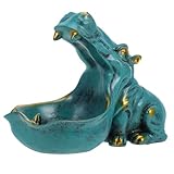 MAGICLULU Hippo Fruit Plate Funny Candy Bowl Animal Candy Bowl Hippo Figurine s Holder Home Decor Key Holder Jewelry Tray Key Fob Halloween Resin Sky-Blue