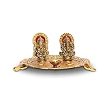Aluminium Golden Color Plate Lakshmi Ganesh statues with Plate set for Diwali Decorations for Home office & mandir decoration items Indian festival Dhanteras Pooja Thali Diwali Gifts_puja plate set