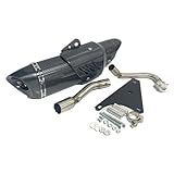 IPEVMLZ For Vespa 50cc 4T 2V Motorcycle Scooter Full Exhaust System Exhaust System 38mm Muffler Elbow Escape Moto Tube(BLACK)