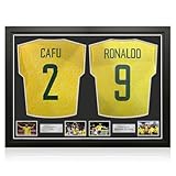 Exclusive Memorabilia Cafu And Ronaldo De Lima Signed Brazil 2024 Football Shirts. Dual Frame