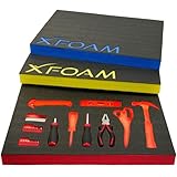 X-Foam Customizable Toolbox & Equipment Insert with Stencil – Cut-to-Fit Protective Tool Liner (1000mm X 420mm X 50mm - Red - 1 Sheet) Kaizen Draw Organizer Foam Sheet