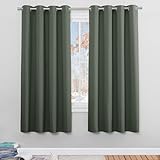 PONY DANCE Blackout Curtain for Bedroom - Dark Mallard Thermal Caravan Drapes Solid Window Treatment Home Decoration, Privacy for Living Room, Bunk Bed, 46x54 inch, 2 Panles