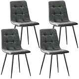 ANVOFONG Dining Room Chairs Set of 4, Technical Cloth Chairs Kitchen, Living Room with Metal Base, Suitable for Dining Rooms, Living Rooms, Kitchens, Bedrooms and Reception Rooms, dark grey