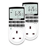 Digital Electrical Timer Plug Socket with 18 On-Off Programs, Countdown and Security Random Mode for Lights and Home Appliances, 24 Hour Weekly Programmable (13A / 2900W) (2 Pack)