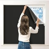 Blackout Blinds Stick on, 420D Oxford Fabric 100% Blackout Curtain for Window, Portable Blackout Shades Film for Bedroom, Cut to Any Size, Nursery Blackout Blinds for Baby Travel Temporary 300 x 145CM