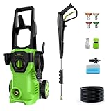 PATOOLIO Pressure Washers, 450L/H Max 160Bar Electric Power Washer with Foam Cannon 48FT Total Long High Pressure Washer for Cars, Fences, Patios, Decks, Patios and Driveway Powerwasher