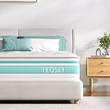 TeQsli Double Mattress, 4FT6 7-Zone Gel Memory Foam, 10 Inch Pocket Sprung Hybrid Orthopedic Mattress Medium Firm for Pressure Relief and Motion Isolation, Double (135x190x25cm)