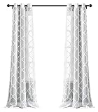 Lush Decor White Avon Trellis Grommet Sheer Window Curtain Panel Pair (84" x 38")