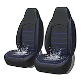 PU Leather Car Seat Covers Bucket Seat Covers Universal Front Pair Waterproof & Supports & Airbag Compatible Auto Parts Car Seat Protector Car Seat Protector,Fit Most Cars, Trucks, SUVS, or Vans, Blue