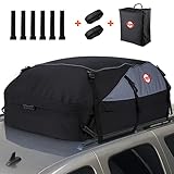 Sailnovo Car Roof Box, 580L Car Roof Storage Bag Waterproof Roof Bag for Cars with/without Roof Bars for Travel and Luggage Transport, Cars, Vans, SUVs, Black (1000D)