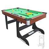 HLC 5FT Pool Table Folding Snooker Table Set - Sturdy Build, Comes with All Billiards Accessories, For Indoor and Outdoor Settings, Perfect for Both Kids and Adults