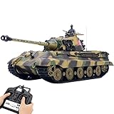 Kisss Remote Control German Henschel Tiger King Battle Tank, 1:16 2.4G RC Military Vehicle Model With Lights and Sounds for Military Fans and Adults