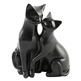 THORNE ANTIQUES AND COLLECTABLES Mr & Mrs Cat Ornament | Pair of Stylized Cats Figurine - Black Cat Ornament Home Decor Sculpture For Cat Lovers | Measures 21cm x 16cm x 12cm Gift Boxed