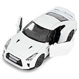 BGHSCA 1/36 Scale Nissan GTR R35 Diecast Model Car, Pull Back Vehicles Toy Car for Kids Boys Girls and Adults Birthday Gift White
