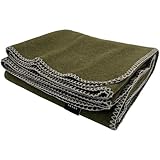 EKTOS 100% Virgin Wool Blanket, 90" x 108", Best Camp Bedding, Extra Large, Washable (Olive Green, King Size)