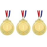Udewo 3 Pack Metal Olympic Gold Medal With Ribbon for Sports Day, Children and Adults