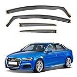 iSpeed Wind Deflectors For Audi A3 / S3 / RS3 mk3 Saloon 4 Door 2013-2019 4pc - Keep Your Car Ventilated in Rain - Reduce Wind Turbulence - Tinted In-Channel Type