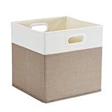Mangata Cube Storage Boxes 33x38x33 cm, Large Fabric storage baskets for Storage Cube Units, Clothes Bins, Baskets, Chests,Toys (Lihgt Khaki/Cream White, 1Pcs)