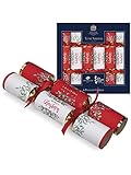 Tom Smith Pack of 6 Premium Red & White Merry Christmas Design Charity Christmas Crackers 34cm