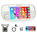 Android Car Radio for Fiat 500 2007-2015, Rimoody 7 inch Touch Screen Car Stereo Mirror Link GPS Navigation Bluetooth WiFi FM RDS + Backup Camera