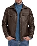 Sailwind Men's Leather Jacket Lapel Collar Motorcycle Coat Snap Button Faux Leather Bomber Jackets (Coffee, M)